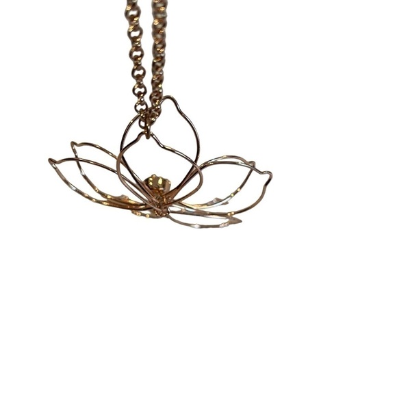 Stephan & Co. Rose Gold Chain & 3D Metal Wire Flower w/ Rhinestone Center Accent - Picture 13 of 16